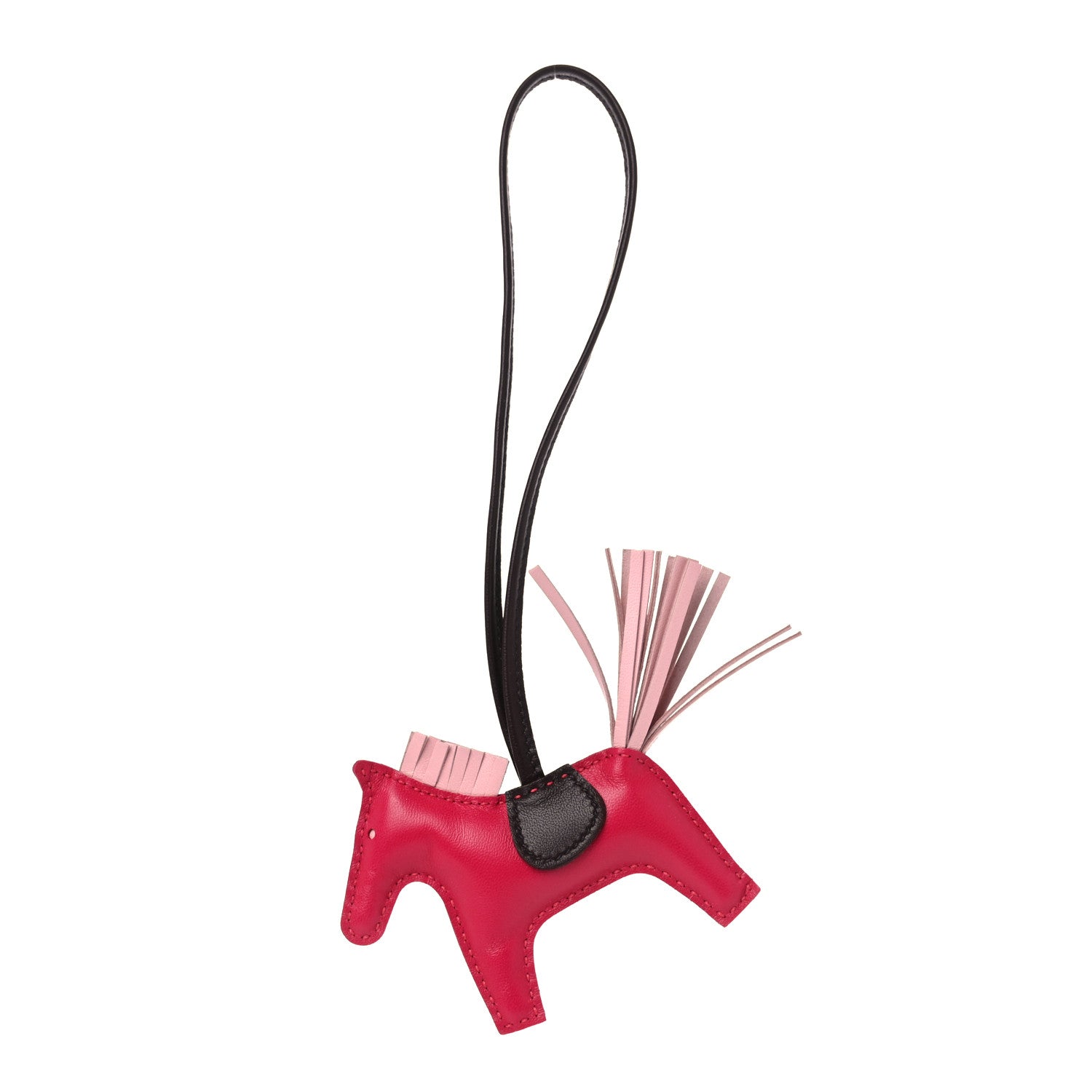 Hermes Milo Lambskin Grigri Rodeo Horse Bag Charm Rose Sakura Framboise Rouge Sellier 1 of 4