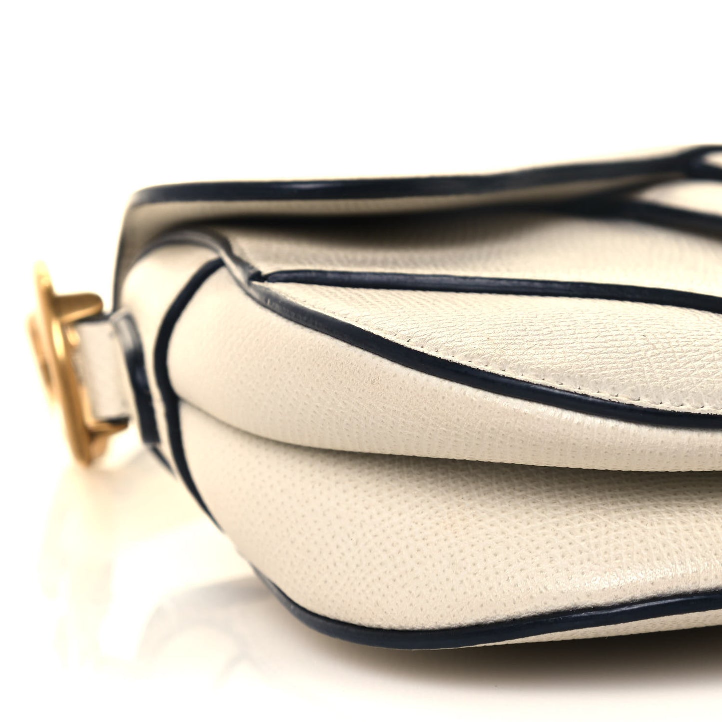 Grained Calfskin Mini Saddle Bag White