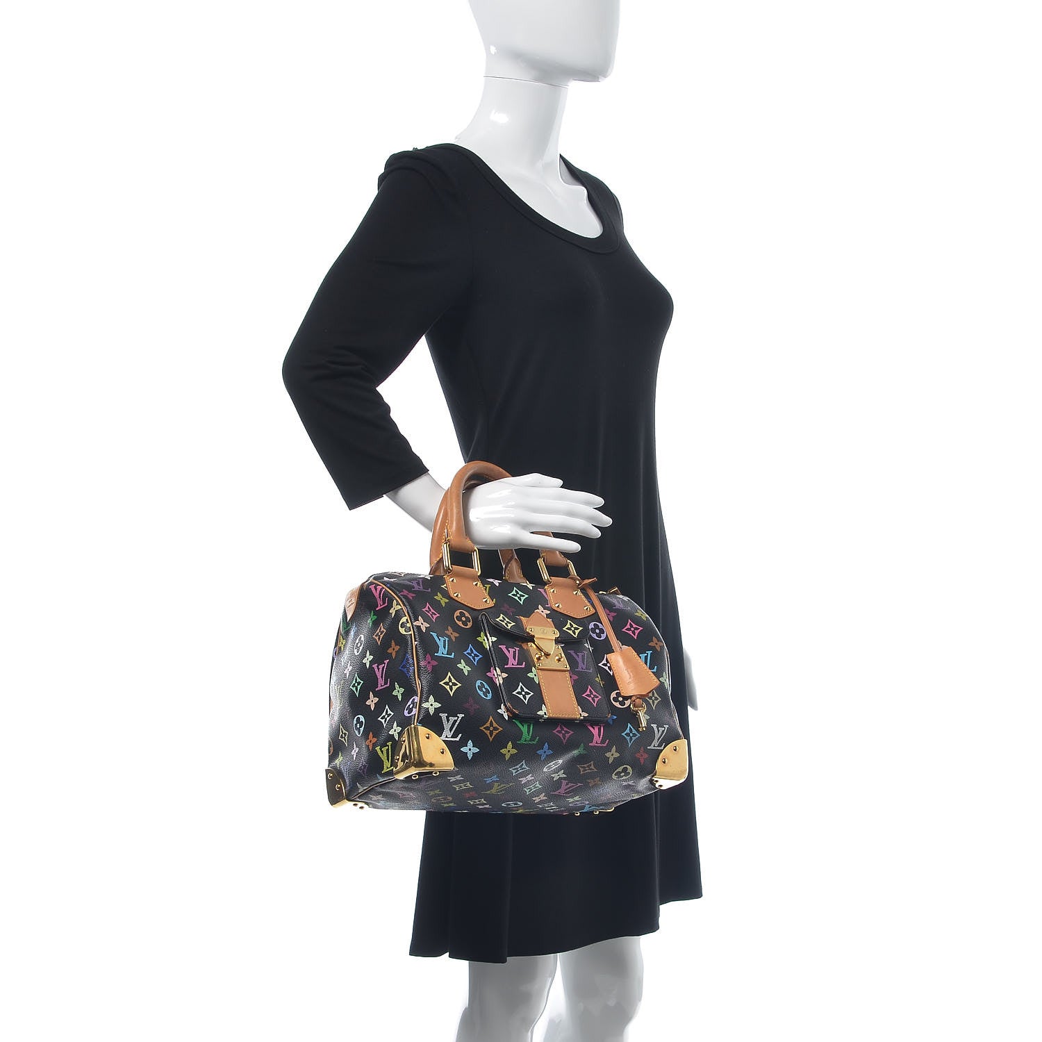 Louis Vuitton Monogram Multicolor Speedy 30 Black 2 of 11