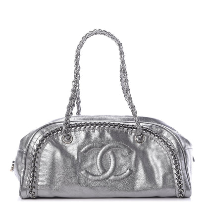 Chanel Metallic Goatskin Medium Luxe Ligne Bowler Silver 1 of 11