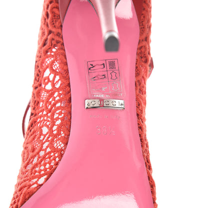 Gucci Lace Pizzo Venice Pumps 38.5 Hibiscus Red 6 of 8