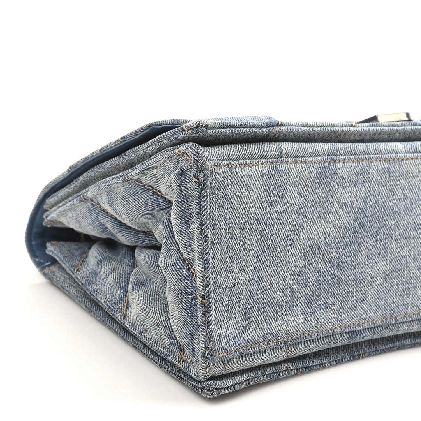 Washed Denim Quilted Medium Crush Chain Bag Denim Blue