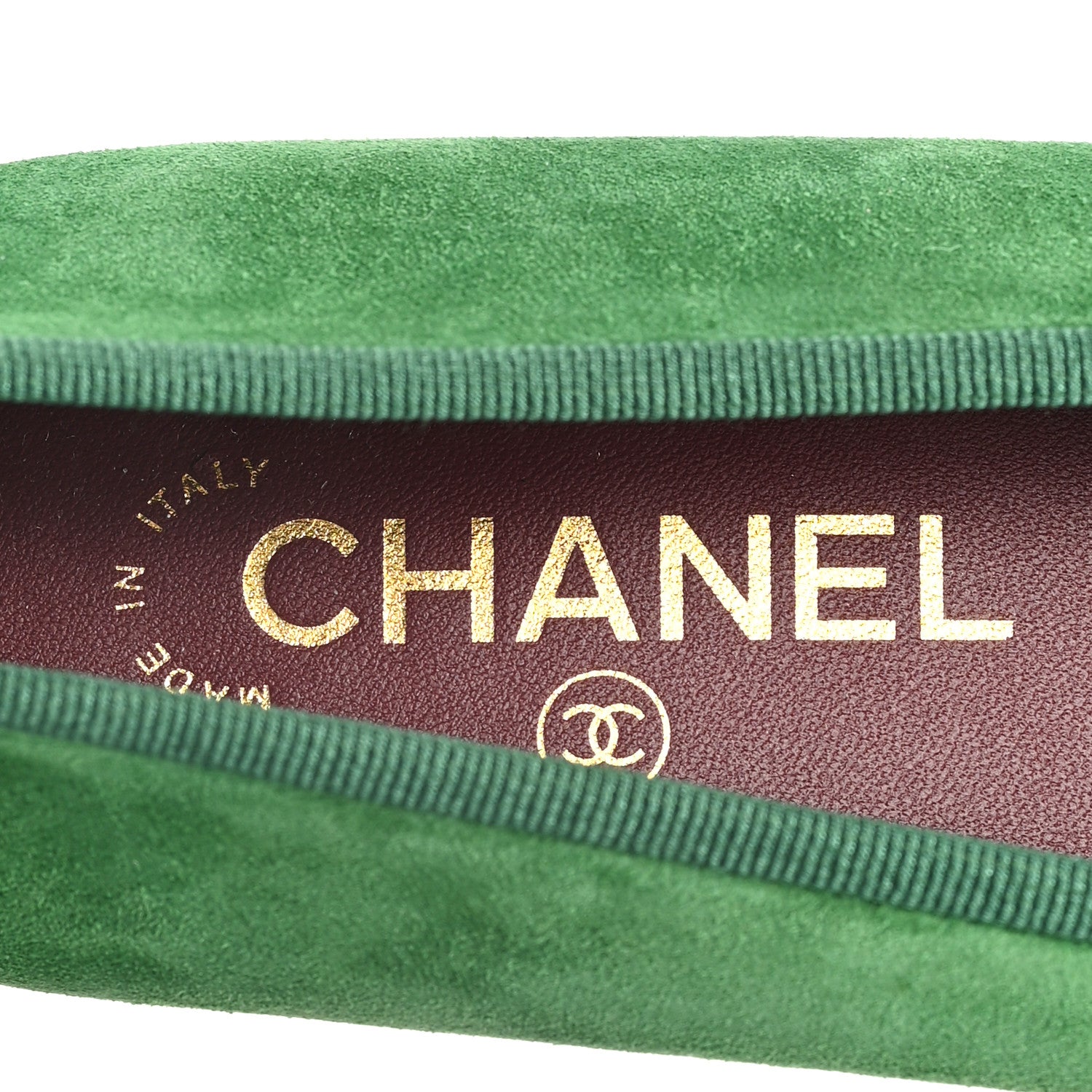 Chanel Suede Patent Cap Toe CC Ballerina Flats 38 Green 8 of 10
