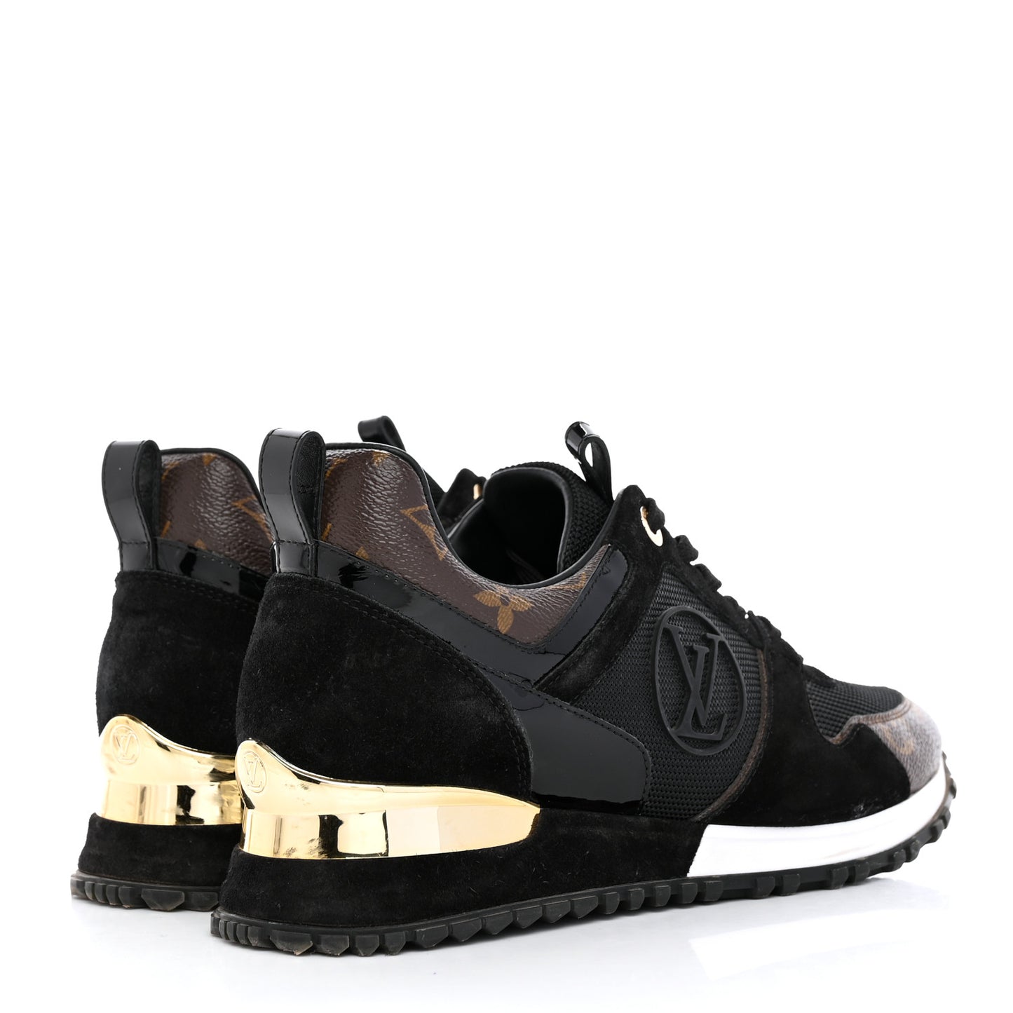 Suede Monogram Run Away Sneakers 38 Black