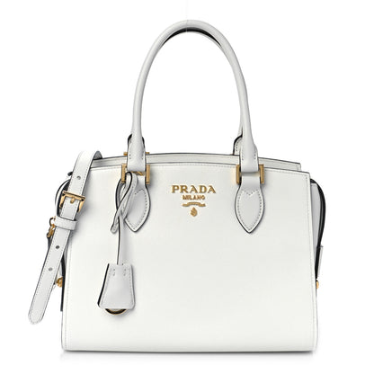 Prada Saffiano Soft Calfskin Double Handle Satchel White 1 of 8