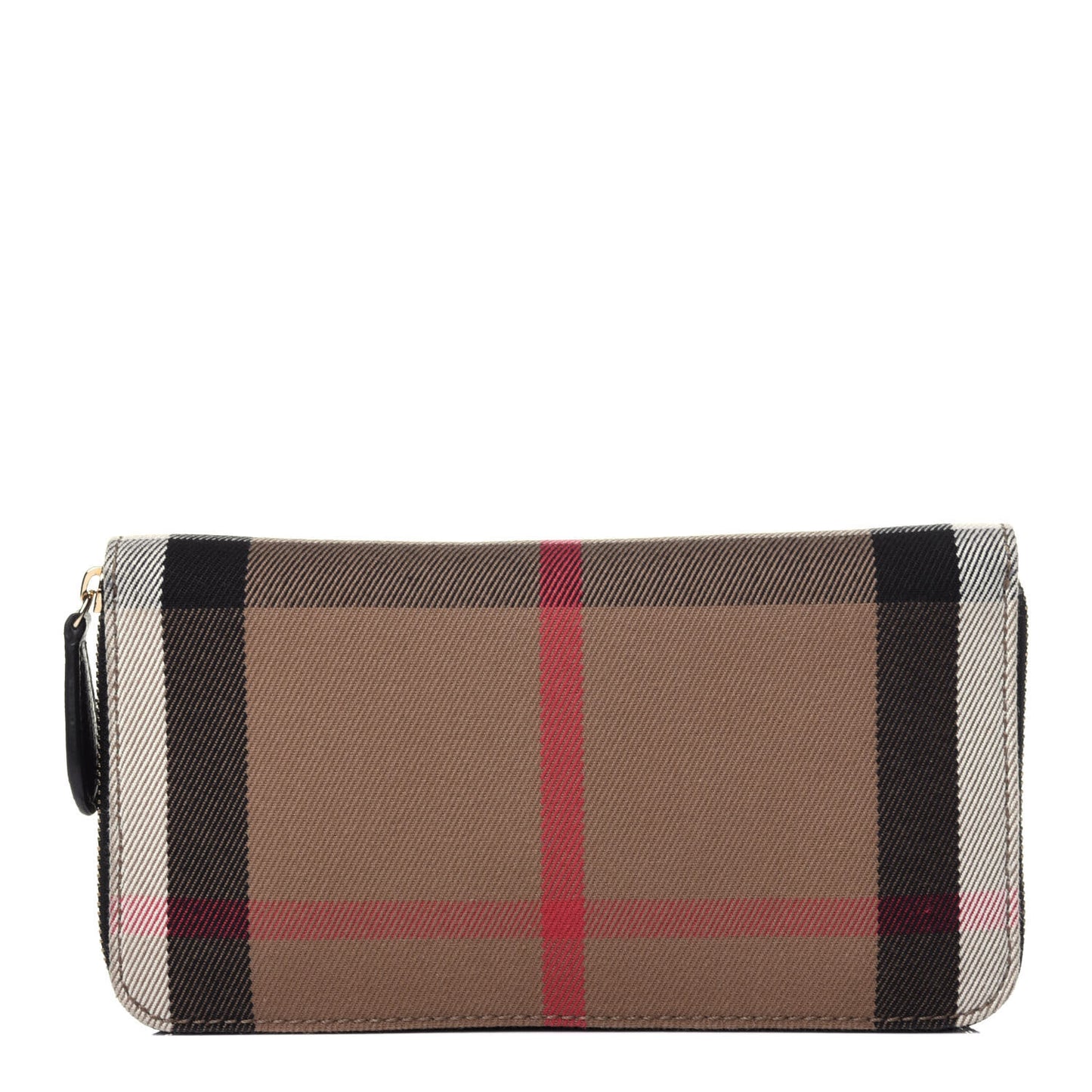 Calfskin House Check Elmore Zip Around Wallet Black