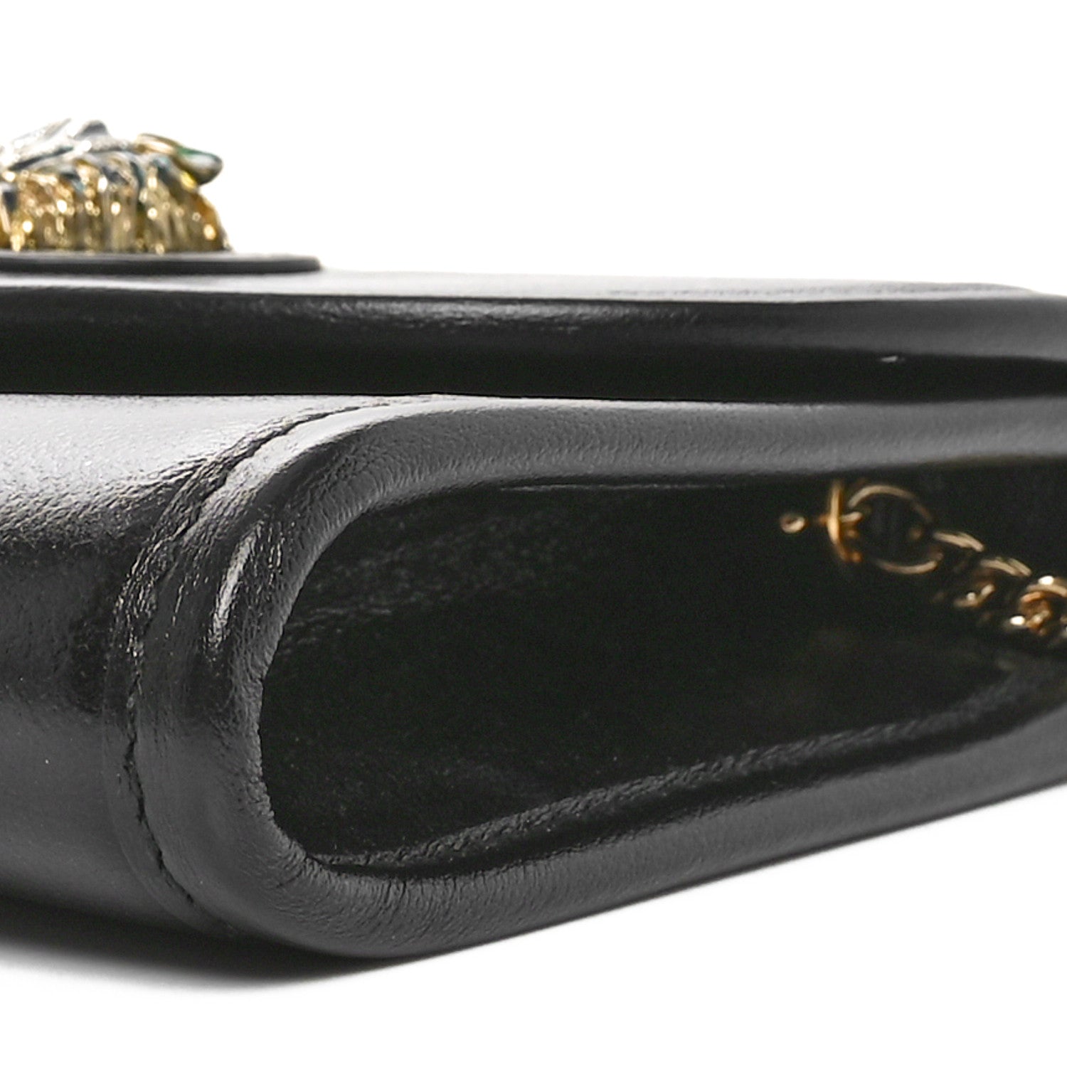 Gucci Textured Calfskin Web Small Rajah Slim Flap Shoulder Bag Black 10 of 11