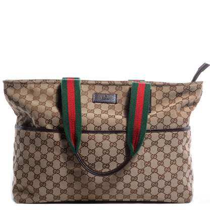 Gucci Monogram Web Large Diaper Tote Brown 1 of 9