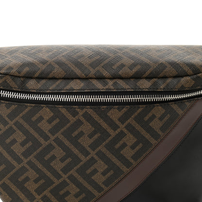 Fendi Glazed Fabric Vitello Liberty FF 1974 Diagonal Belt Bag Tobacco Moresco Black 8 of 10