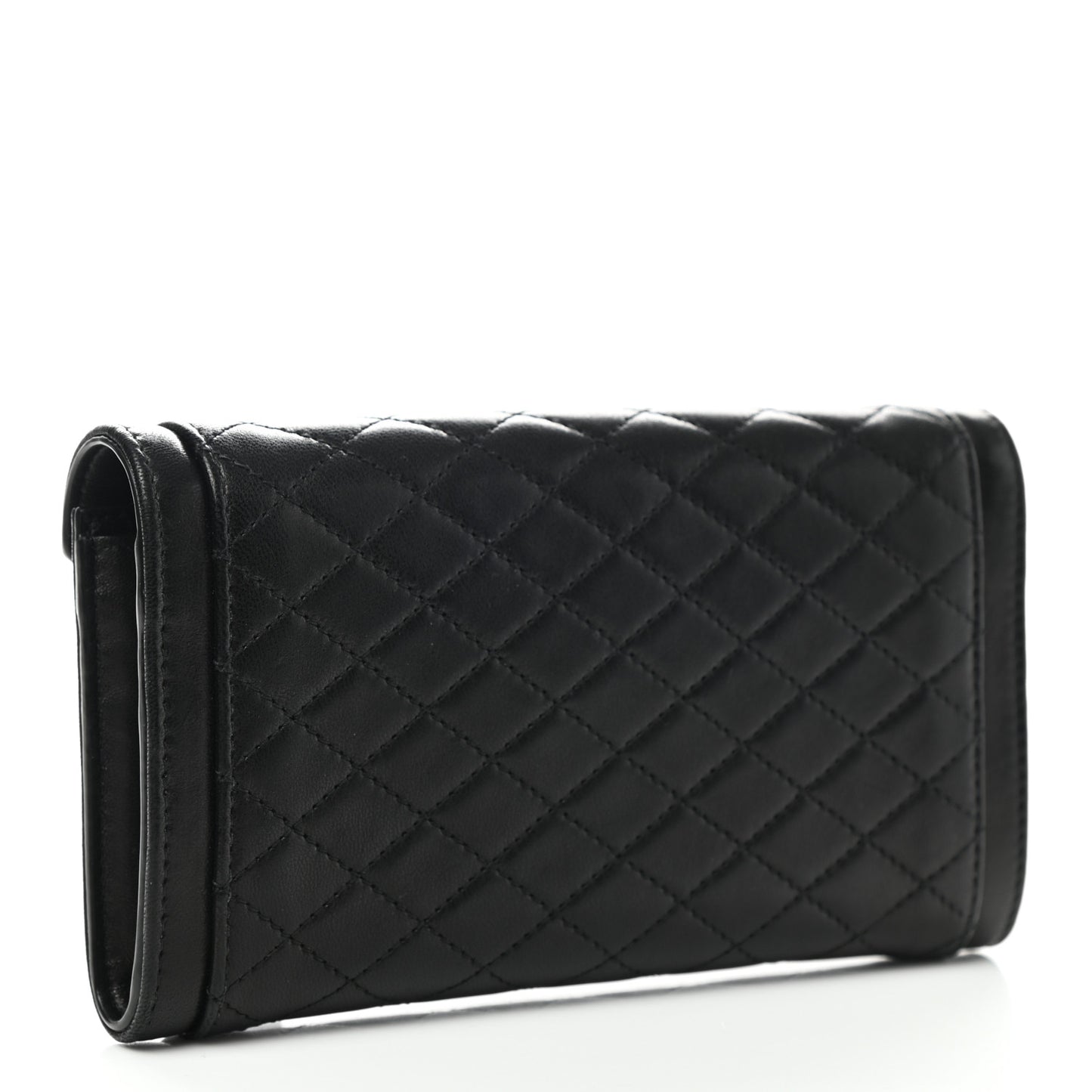 Lambskin Quilted Monogram Large Gabbie Flap Wallet Black