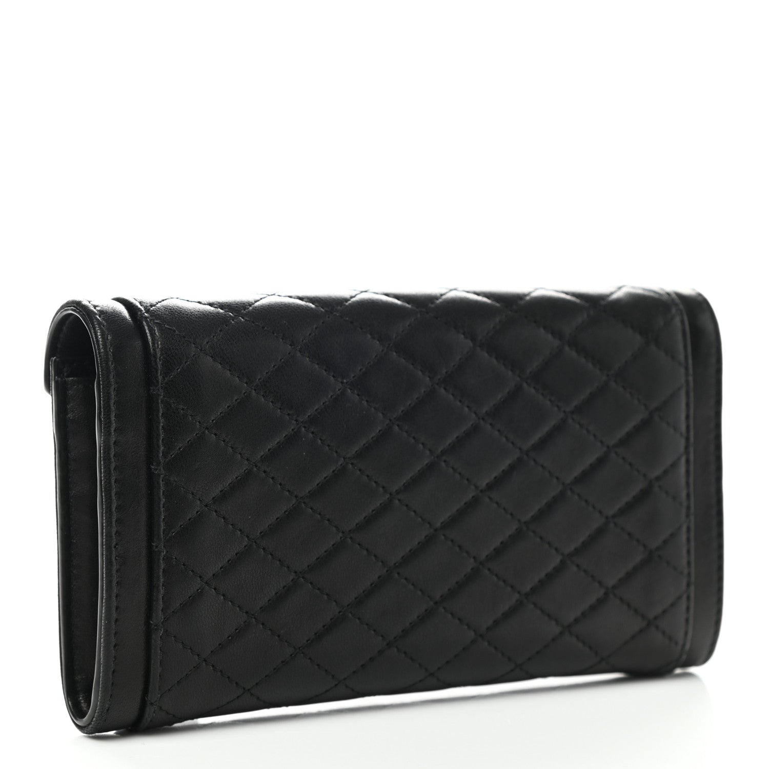 Saint Laurent Lambskin Quilted Monogram Large Gabbie Flap Wallet Black 3 of 7