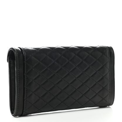 Saint Laurent Lambskin Quilted Monogram Large Gabbie Flap Wallet Black 3 of 7