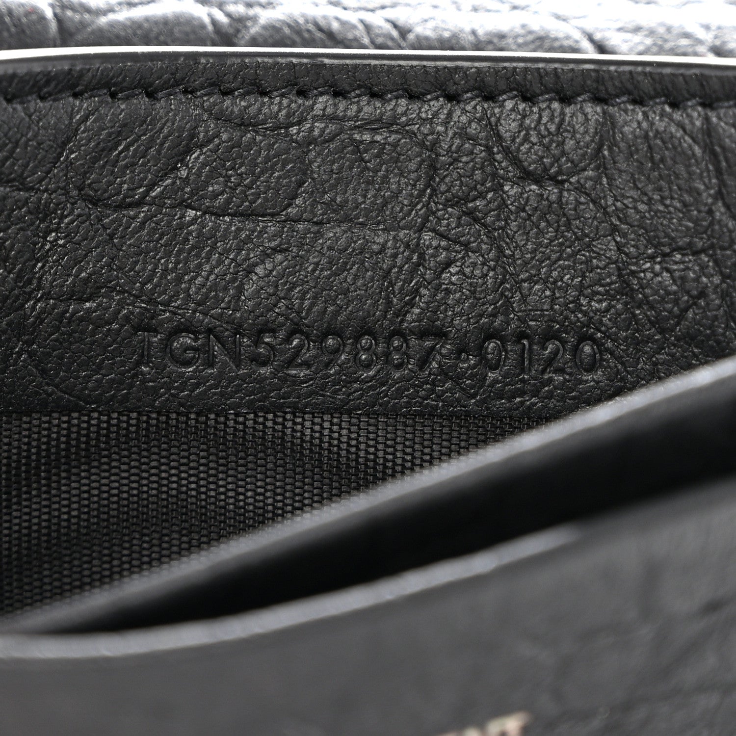 Saint Laurent Calfskin Crocodile Embossed Monogram Monochrome Business Card Holder Black 9 of 11