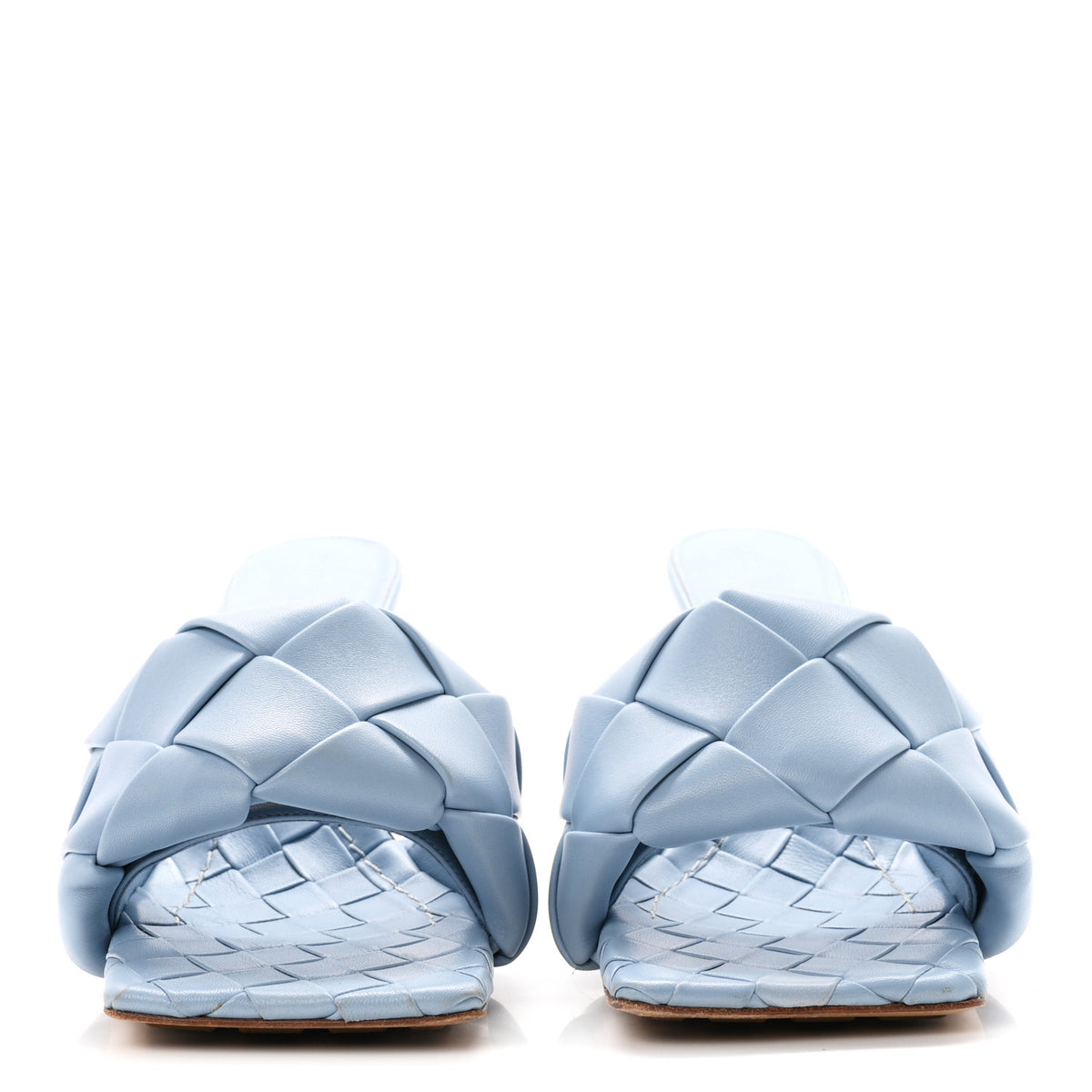 Nappa Maxi Intrecciato Lido Mule Sandals 38 Ice