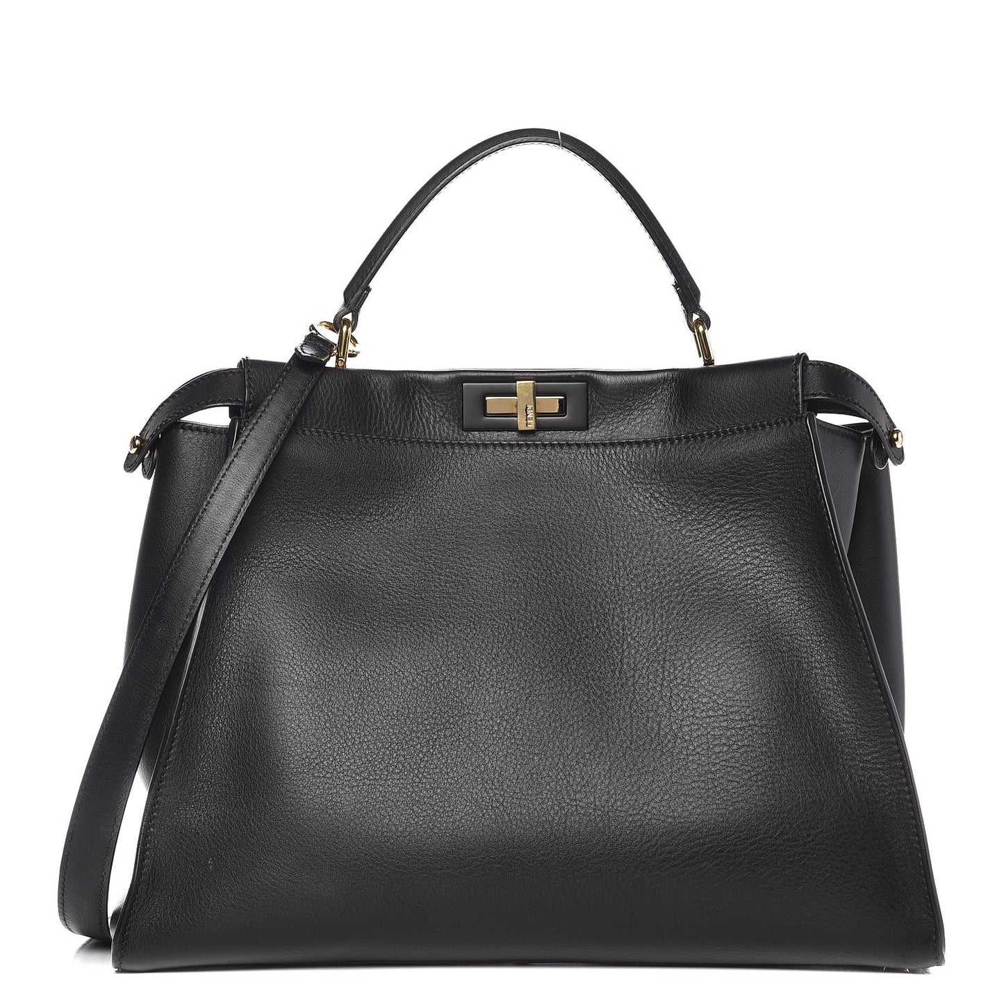 Vitello Seta Shiny Nappa Large Peekaboo Iconic Satchel Black