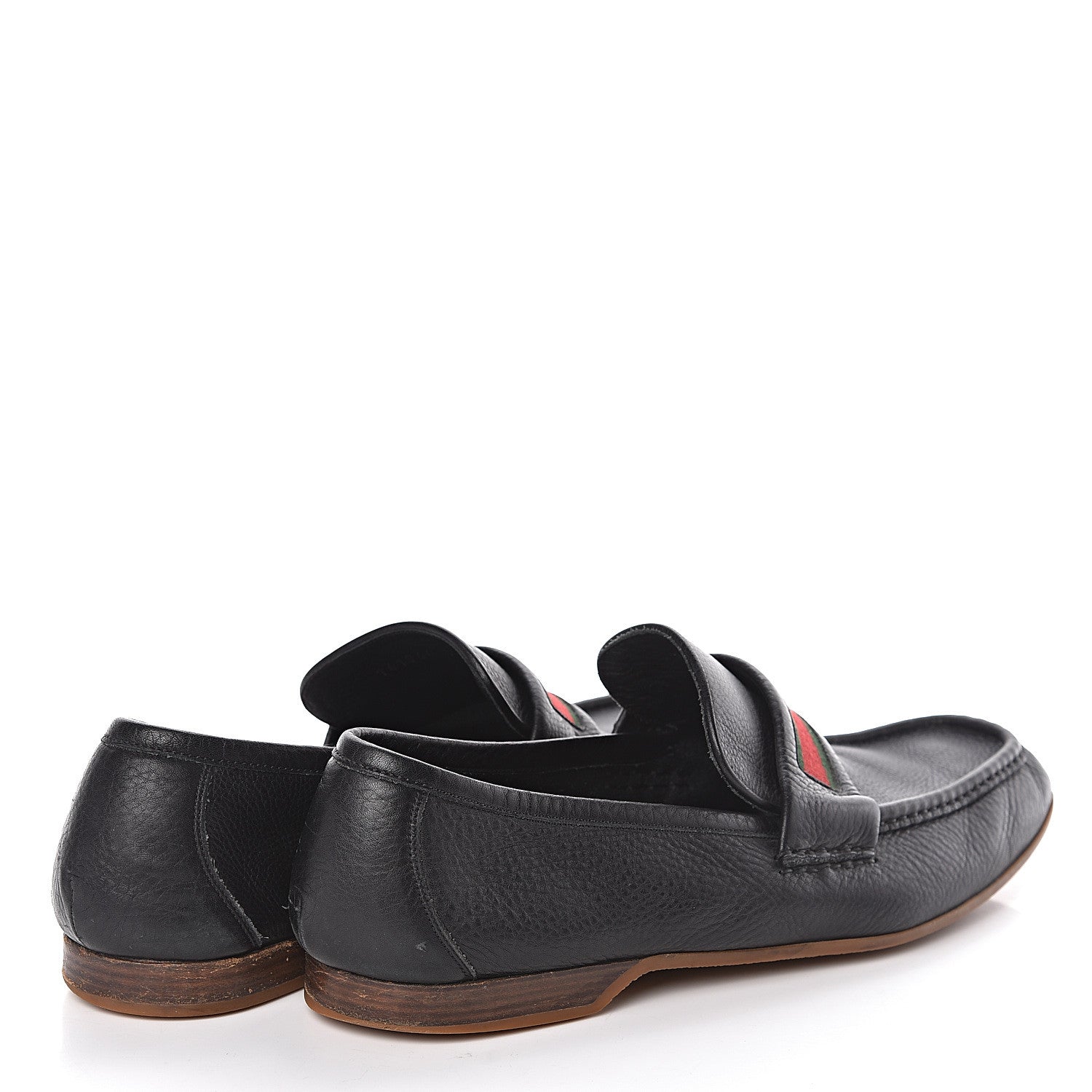 Gucci Calfskin Mens Web Loafers 12 Black 4 of 9