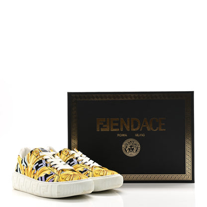 Versace X FENDI Fabric FF Baroque Womens Fendace Greca Sneakers 39.5 Gold Multicolor 11 of 11