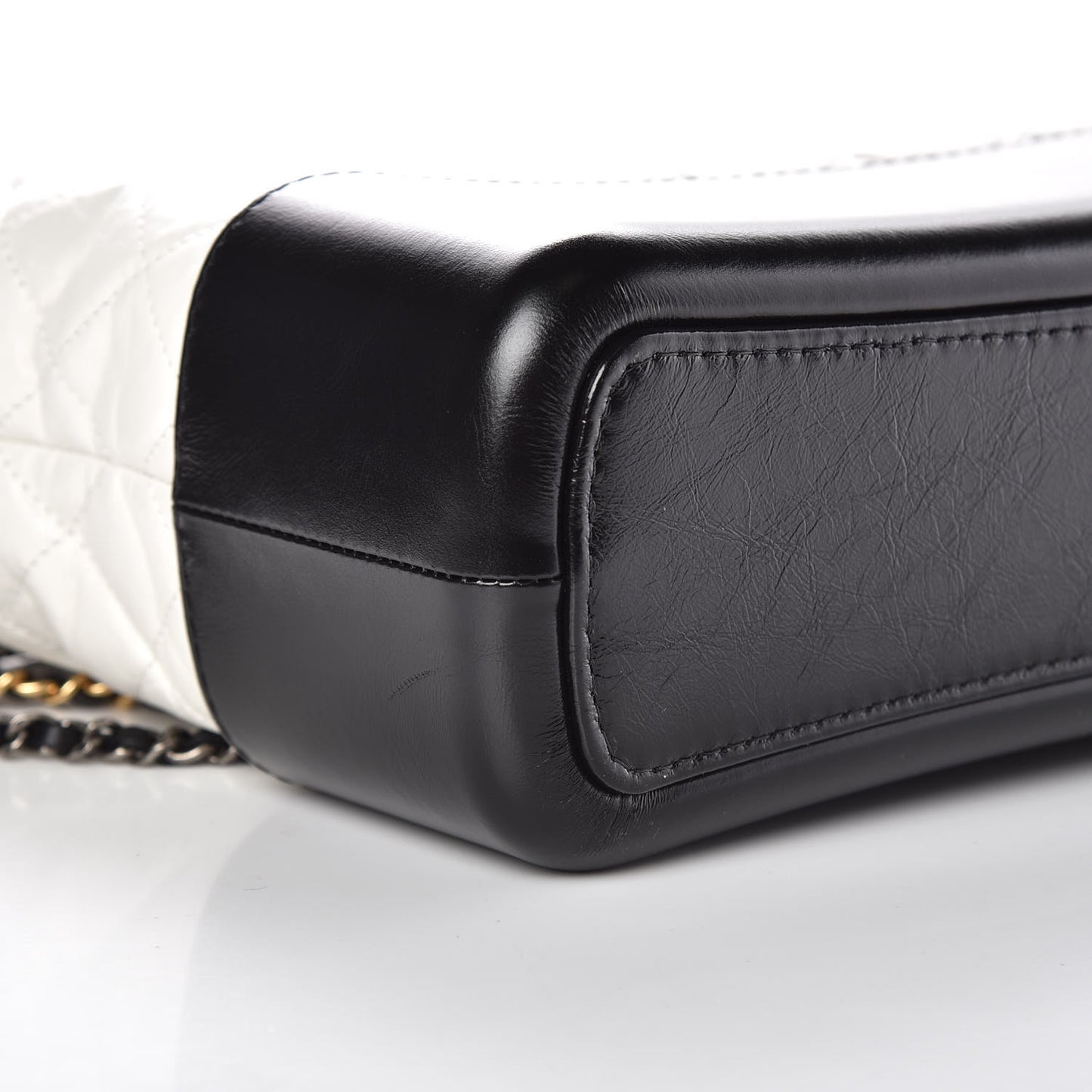 Aged Calfskin Quilted Medium Gabrielle Hobo Black White