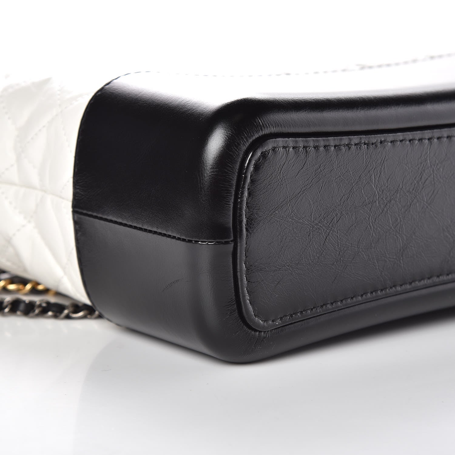 Chanel Aged Calfskin Quilted Medium Gabrielle Hobo Black White 8 of 10