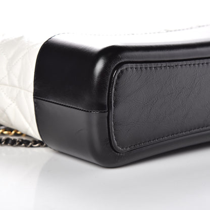 Chanel Aged Calfskin Quilted Medium Gabrielle Hobo Black White 8 of 10