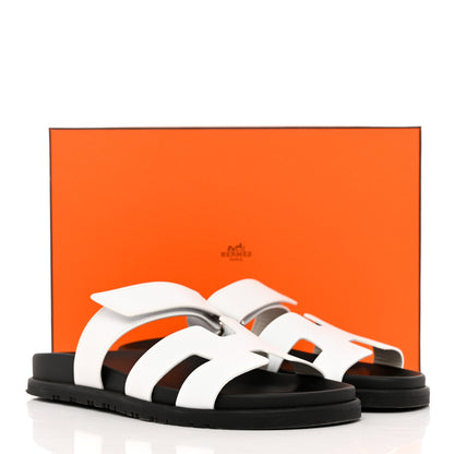 Hermes Calfskin Womens Chypre Sandals 39.5 White 9 of 9