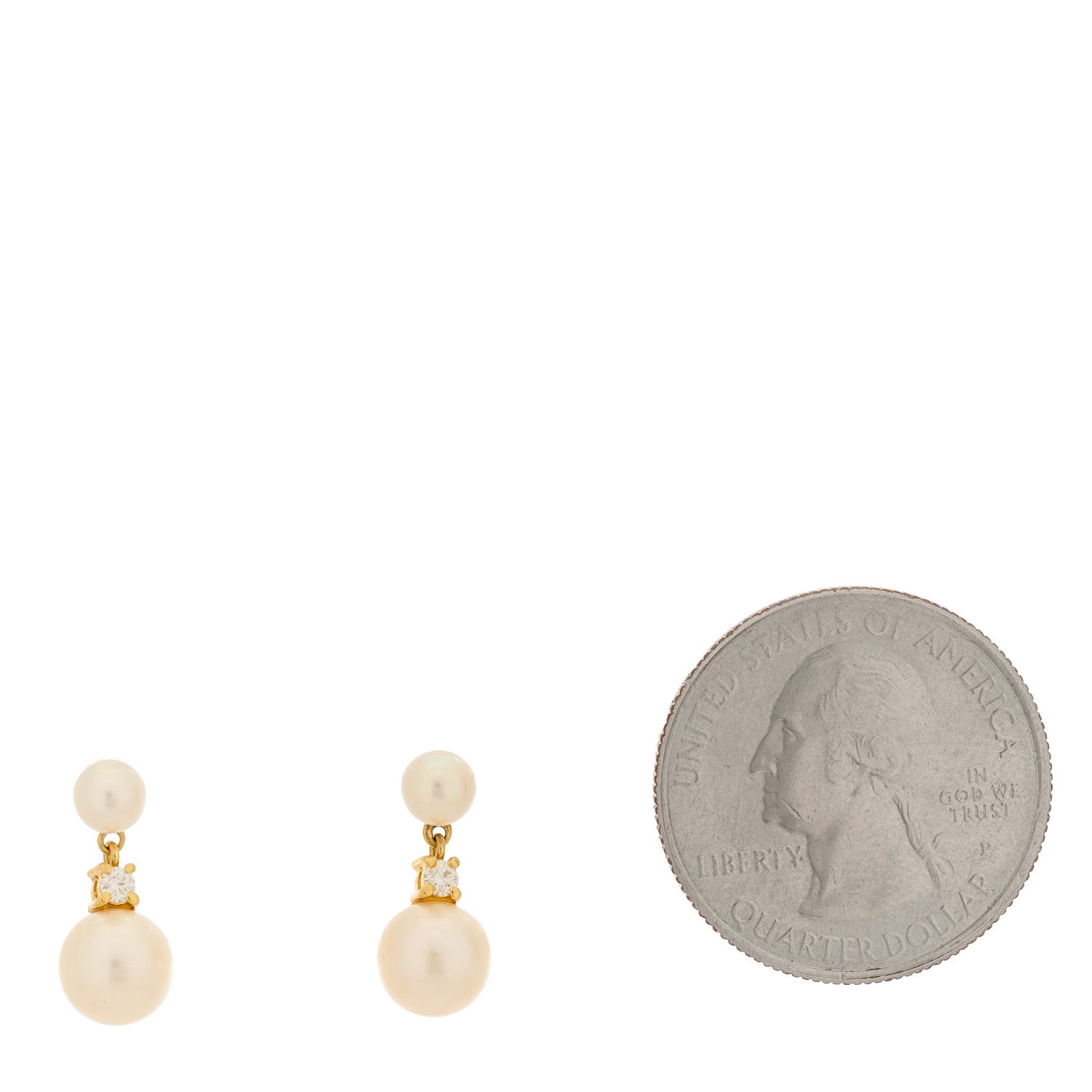 Mikimoto 18K Yellow Gold Diamond Pearl 4.5-7mm Drop Earrings 2 of 4