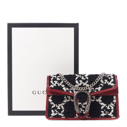 Gucci Tweed GG Monogram Super Mini Dionysus Shoulder Bag Black White Romantic Cherry 9 of 9