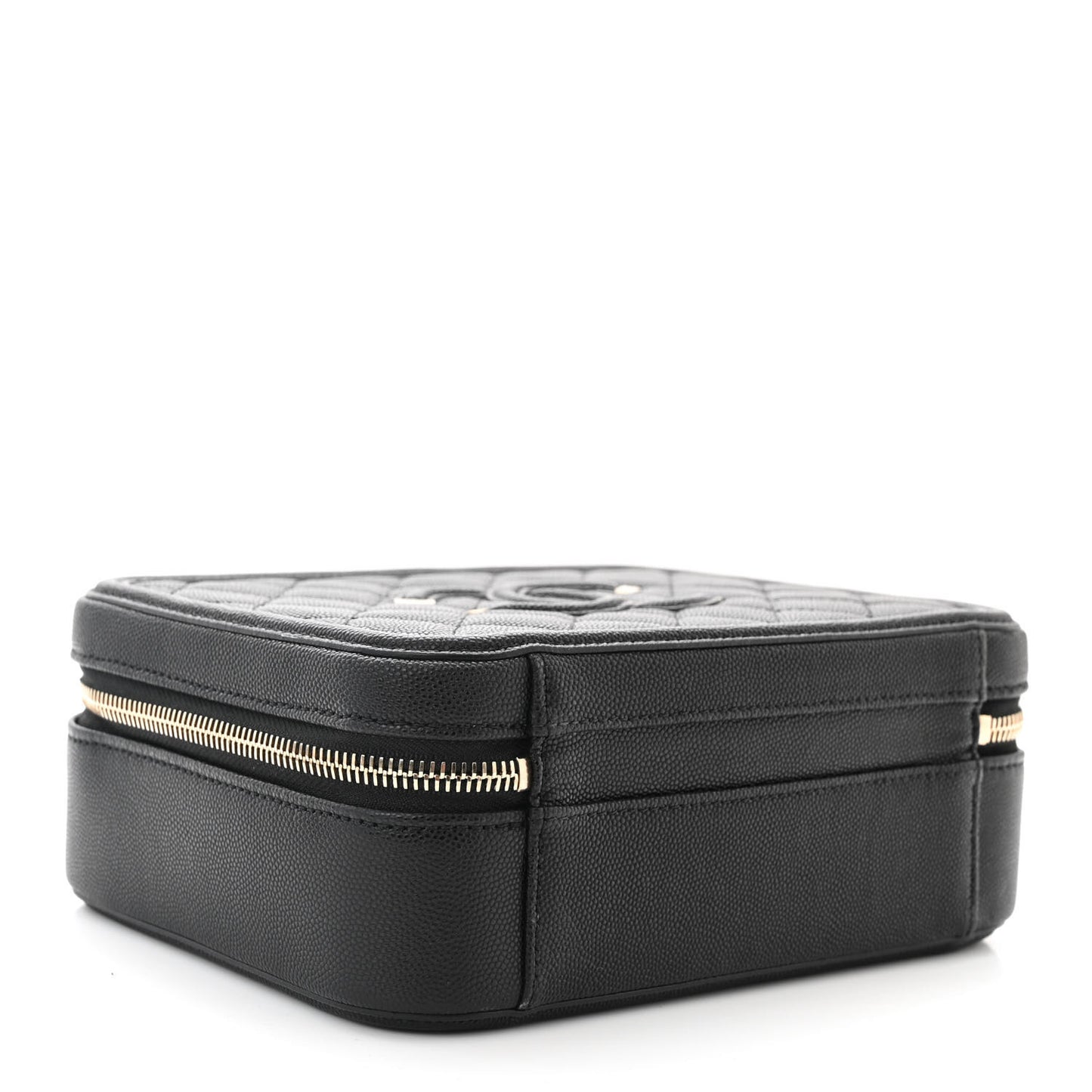 Caviar Quilted Medium CC Filigree Vanity Case Black