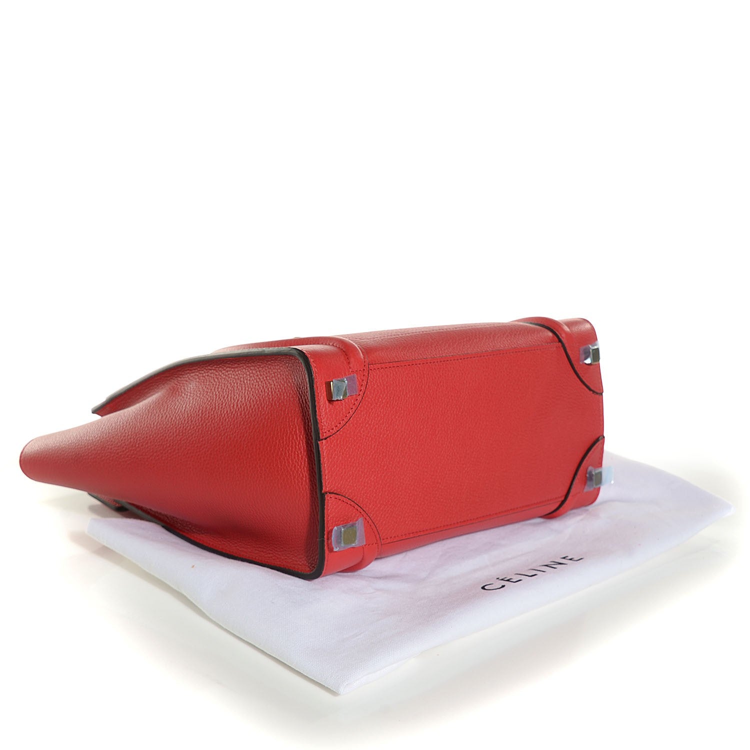 Celine Drummed Calfskin Micro Luggage Coquelicot 7 of 14