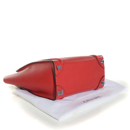 Celine Drummed Calfskin Micro Luggage Coquelicot 7 of 14