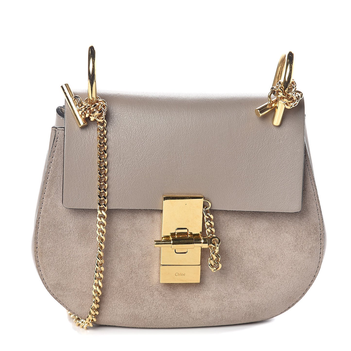 Suede Smooth Calfskin Mini Drew Shoulder Bag Motty Grey