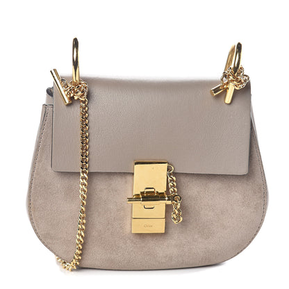 Chloe Suede Smooth Calfskin Mini Drew Shoulder Bag Motty Grey 1 of 8