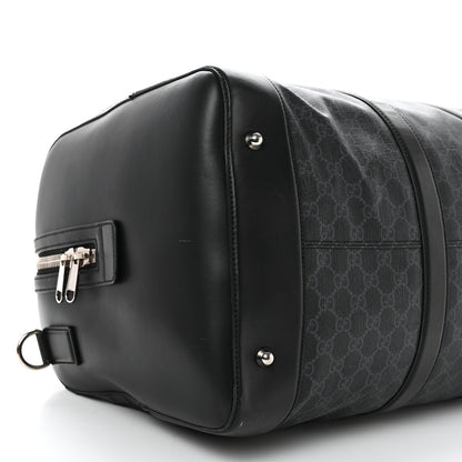 Gucci Soft GG Supreme Monogram Appia Calfskin Web Large Carry On Duffle Bag Black Grey 8 of 23