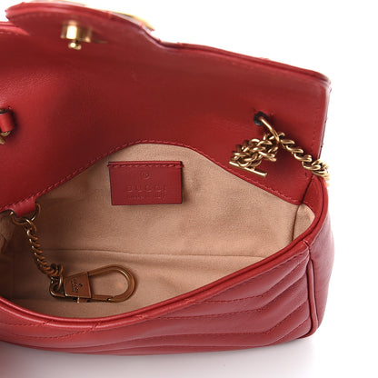Gucci Calfskin Matelasse Super Mini GG Marmont Shoulder Bag Hibiscus Red 4 of 8