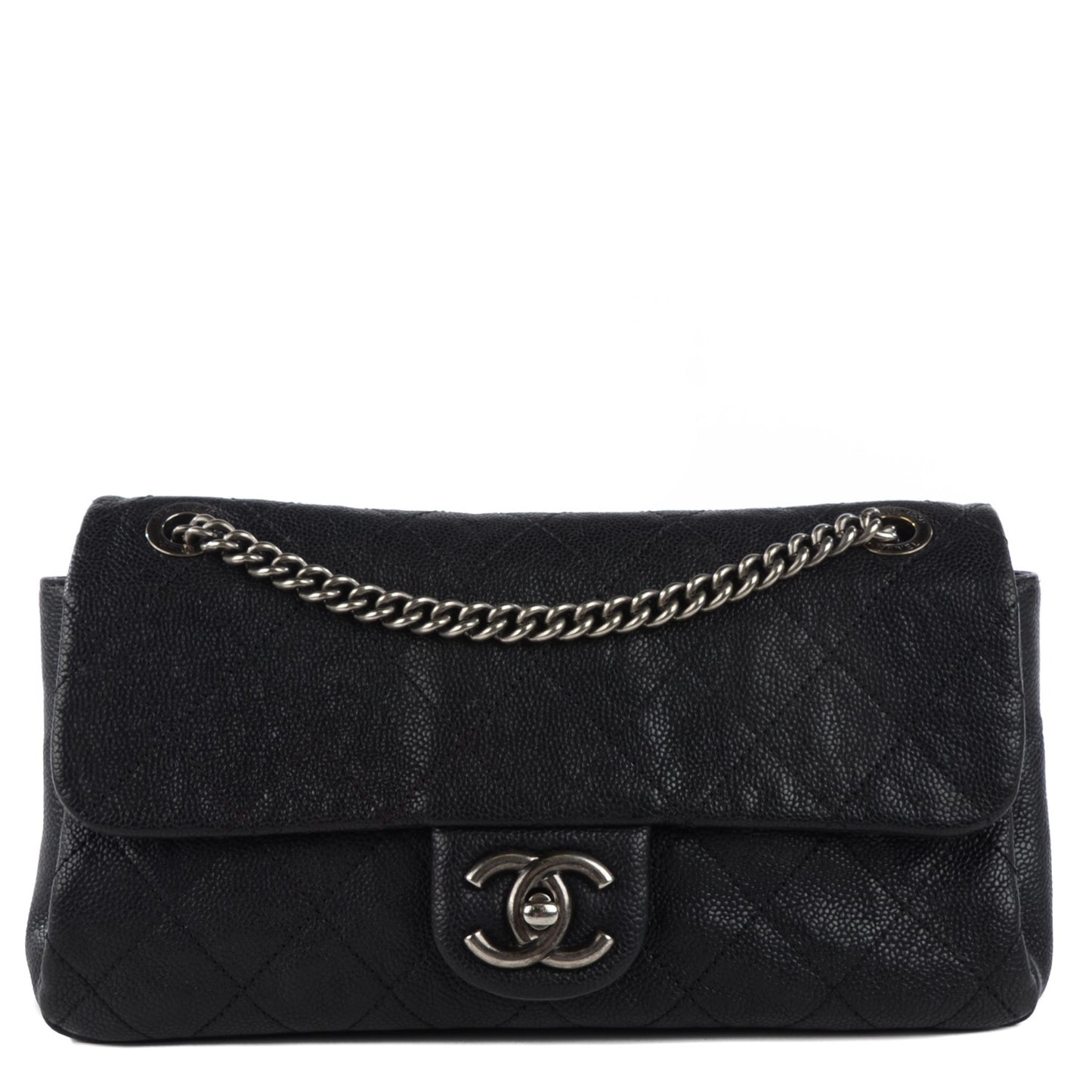 Caviar Stitch Medium Simply CC Flap Black