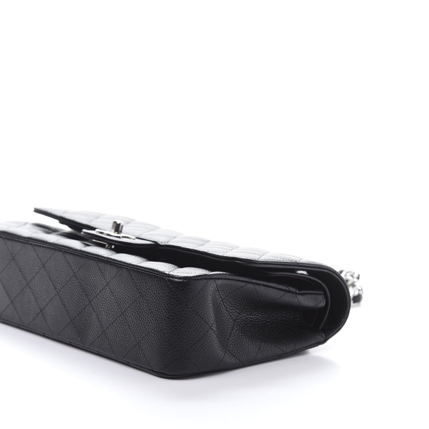 Caviar Quilted Medium Double Flap Black