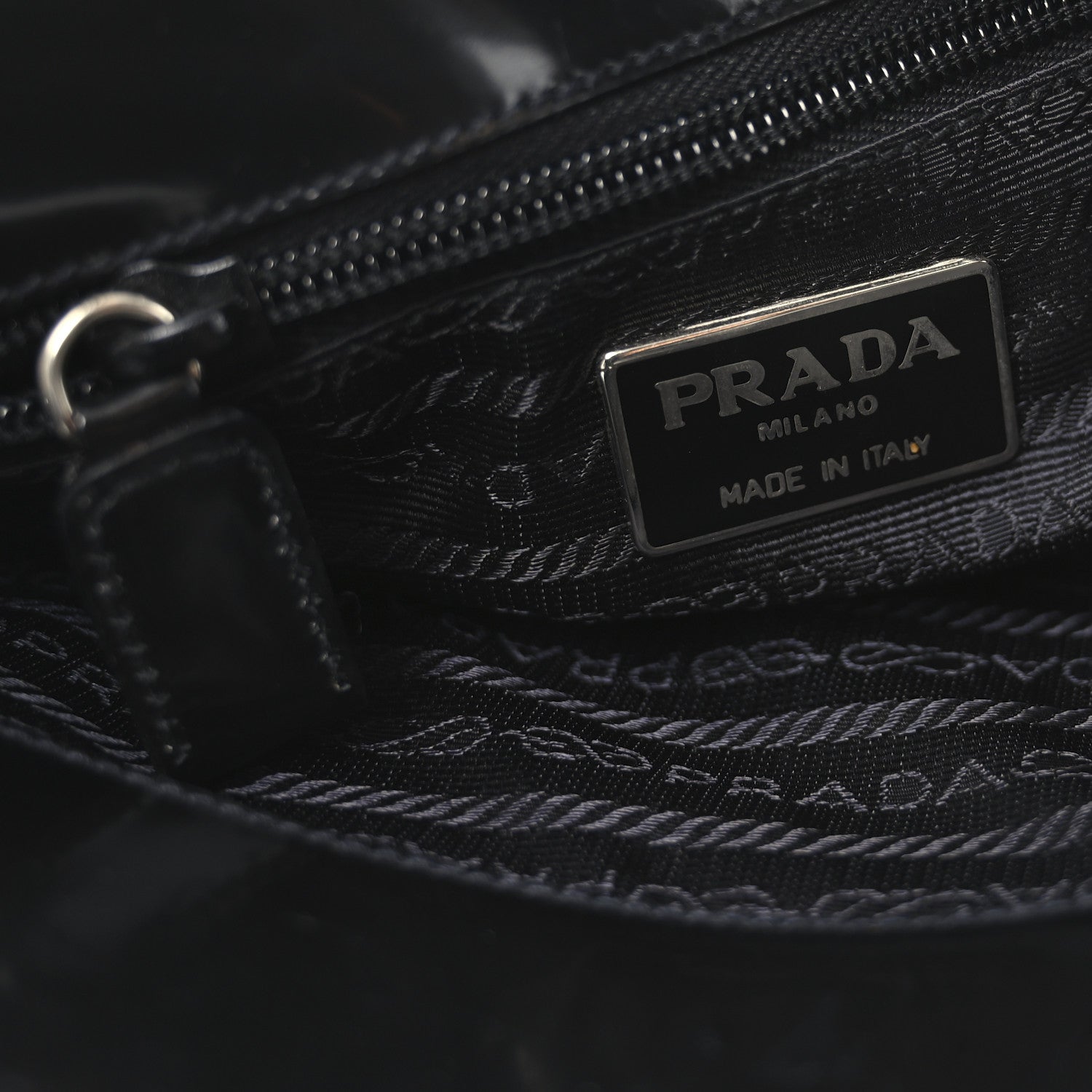 Prada Spazzolato Logo Embossed Tote Black 6 of 9