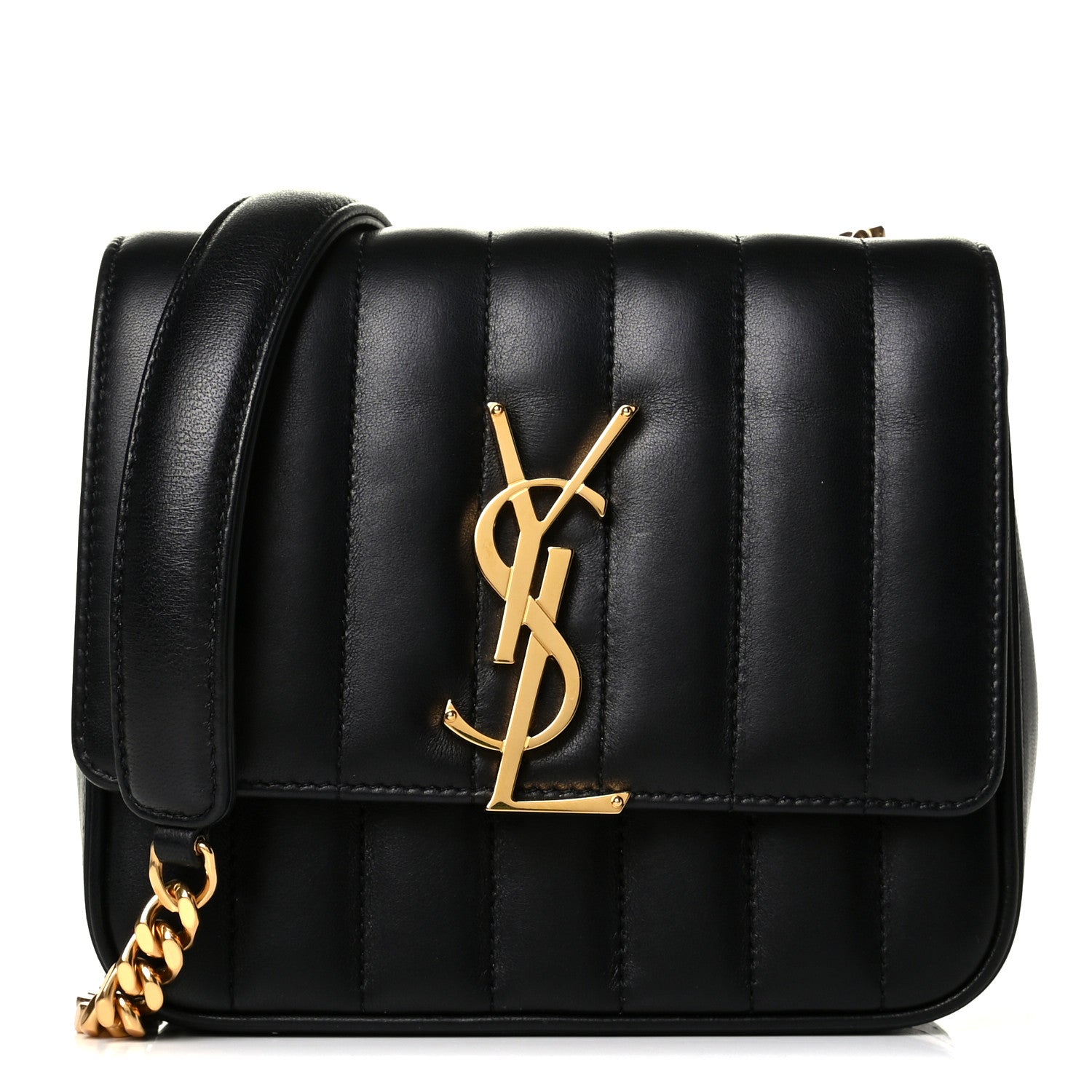 Saint Laurent Lambskin Matelasse Monogram Small Vicky Chain Bag Black 1 of 6