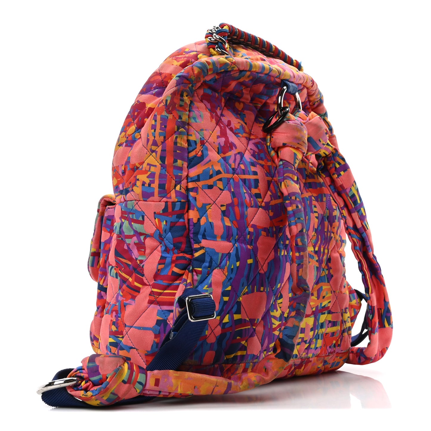 Foulard Fabric Quilted Printed Backpack Pink