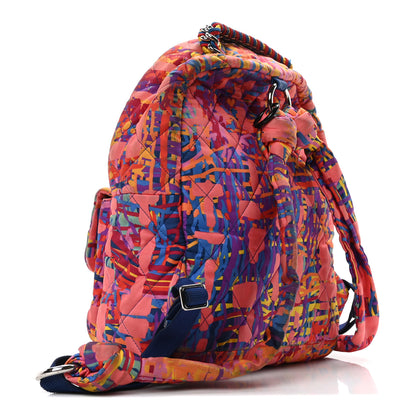 Chanel Foulard Fabric Quilted Printed Backpack Pink 4 of 19