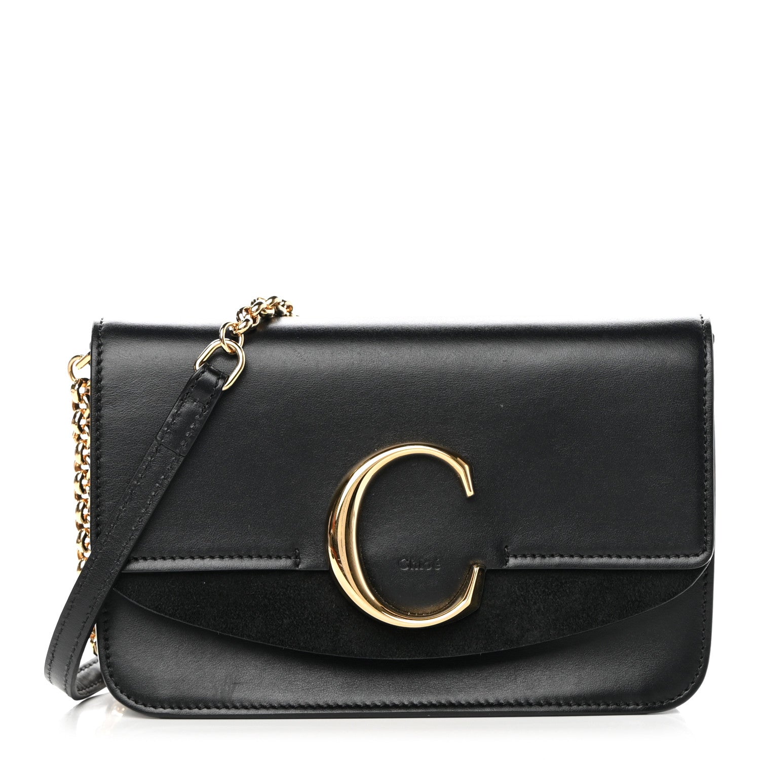 Chloe Calfskin Suede C Clutch With Chain Black 1 of 16