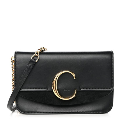Chloe Calfskin Suede C Clutch With Chain Black 1 of 16