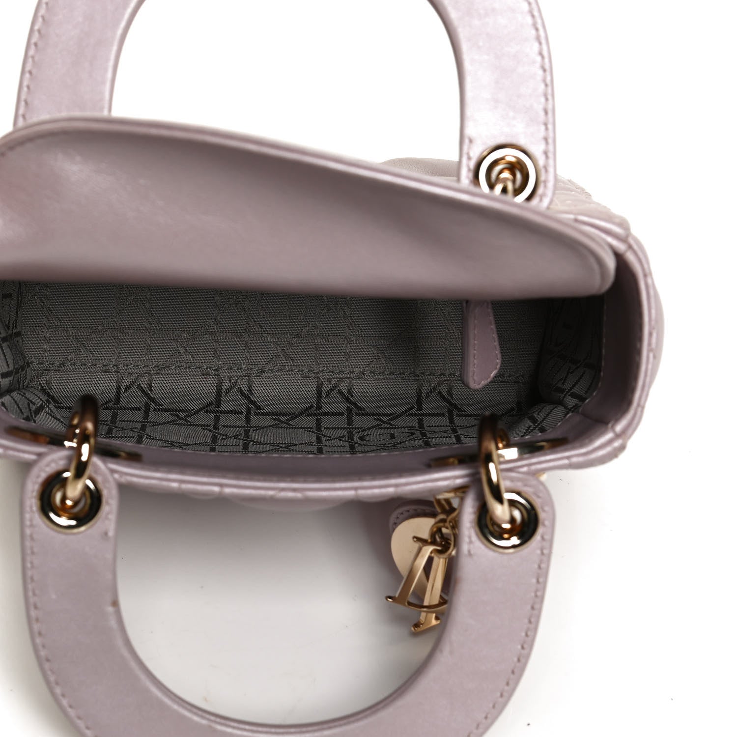 Christian Dior Metallic Lambskin Cannage Mini Lady Dior Lotus 5 of 10