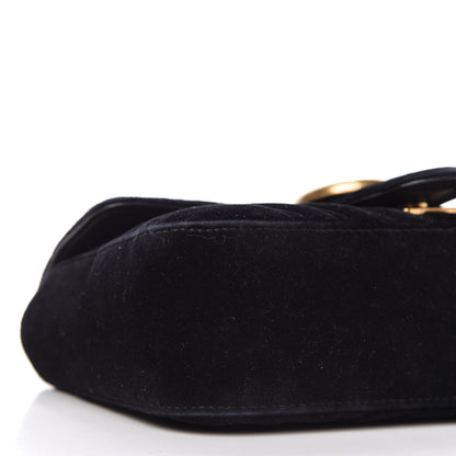 Gucci Velvet Matelasse Mini GG Marmont Shoulder Bag Black 6 of 11