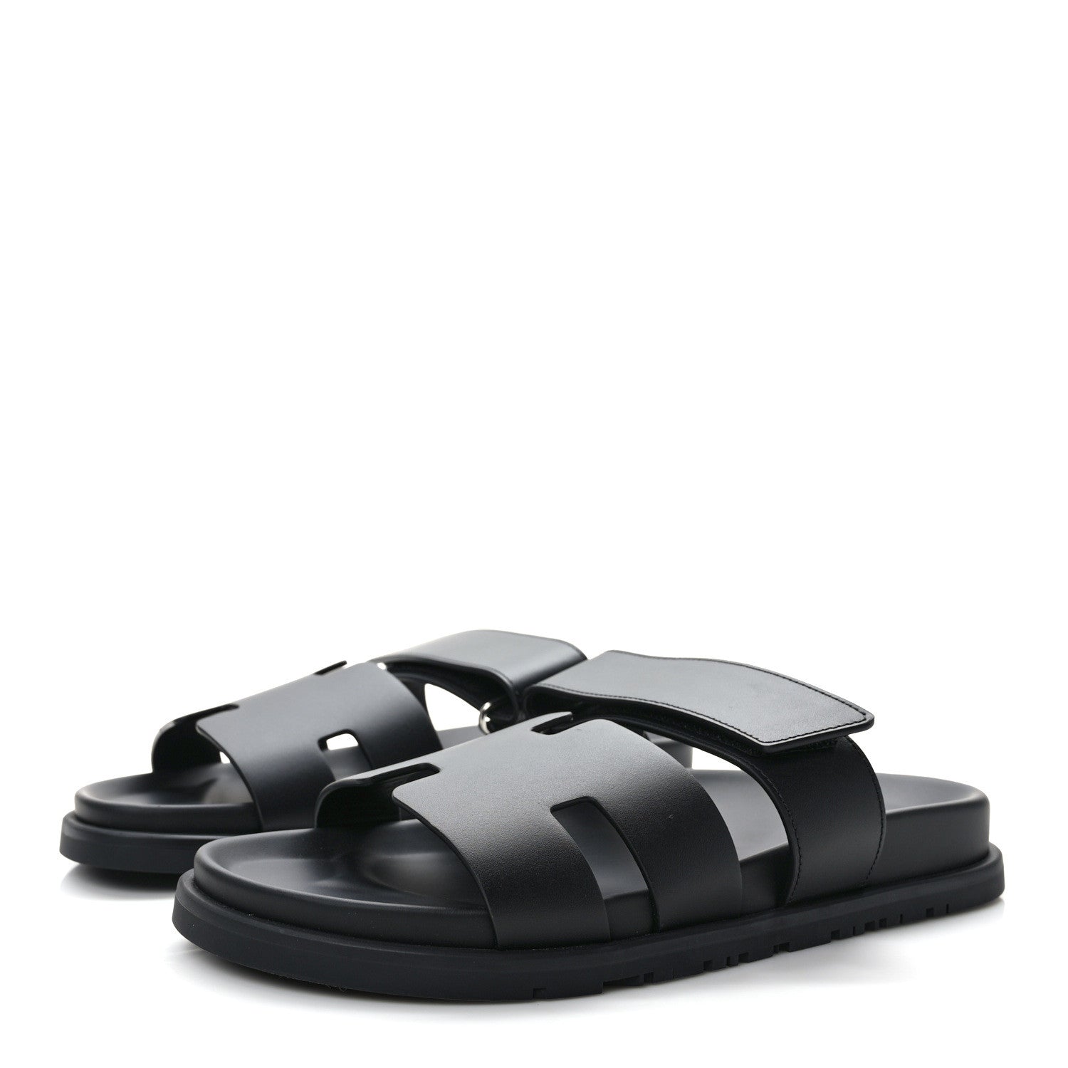 Hermes Calfskin Womens Chypre Sandals 39.5 Black 3 of 9
