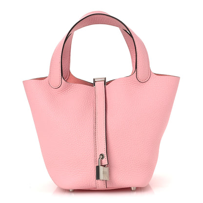 Hermes Taurillon Clemence Picotin Lock 18 PM Rose Sakura 1 of 12