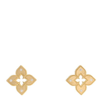 Roberto Coin 18K Yellow Gold Diamond Venetian Princess Open Flower Stud Earrings 1 of 4