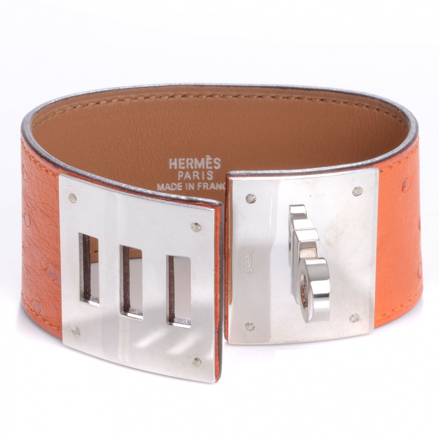 Ostrich Kelly Dog Cuff Orange