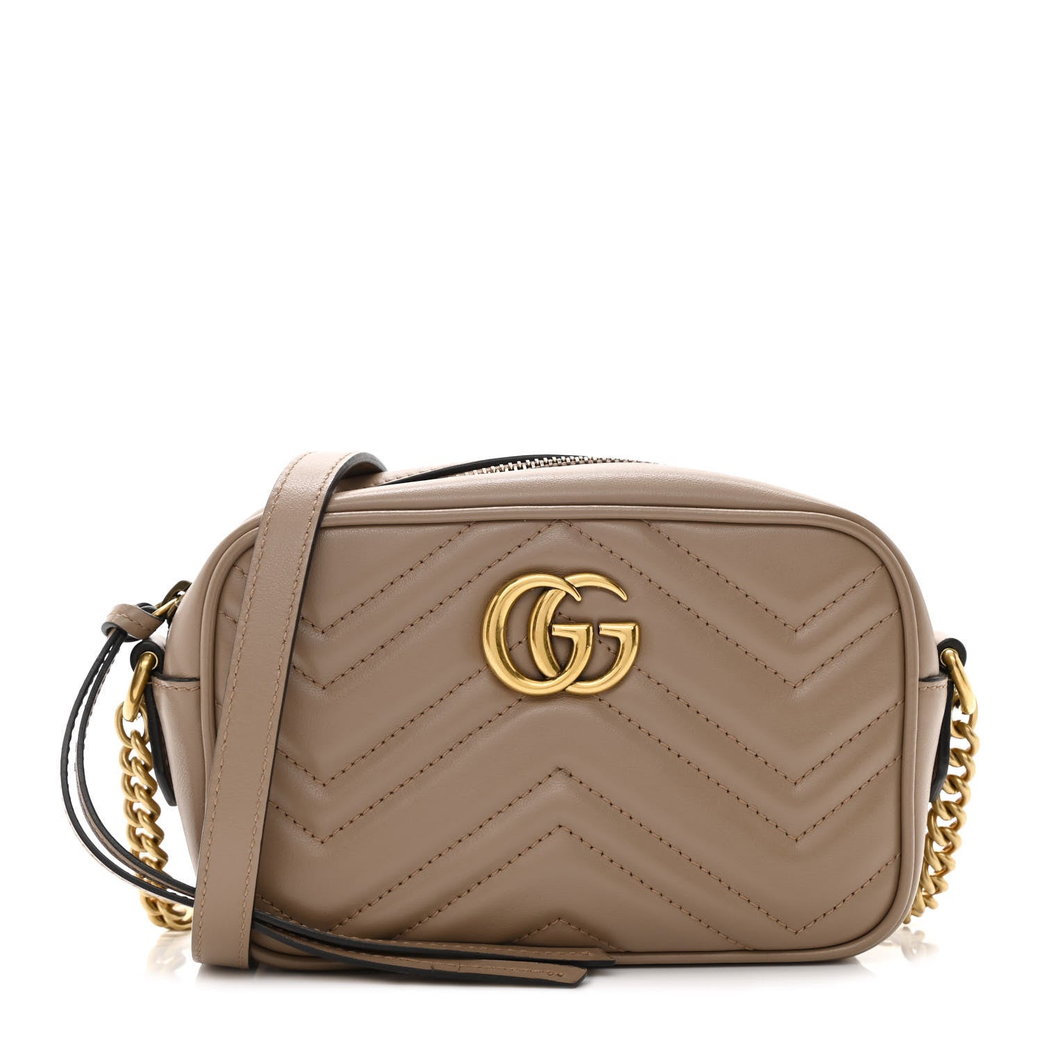 Gucci Calfskin Matelasse Mini GG Marmont Chain Shoulder Bag Porcelain Rose 1 of 11