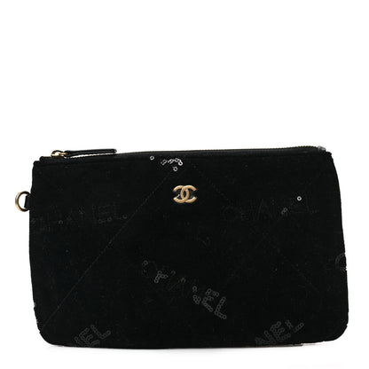 Chanel Velvet Sequin Quilted Chanel 22 Removable Pouch Black 1 of 5